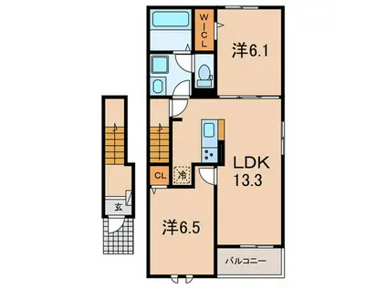 モダンパレス(2LDK/2階)の間取り写真