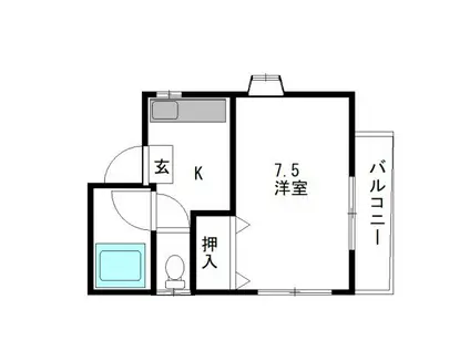 メモリービル(1K/2階)の間取り写真