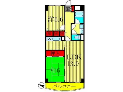 亀有パークマンション(2LDK/2階)の間取り写真