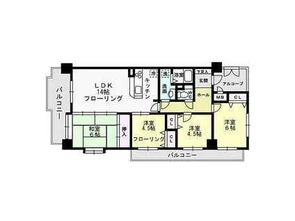 エクレール平尾(4LDK/10階)の間取り写真