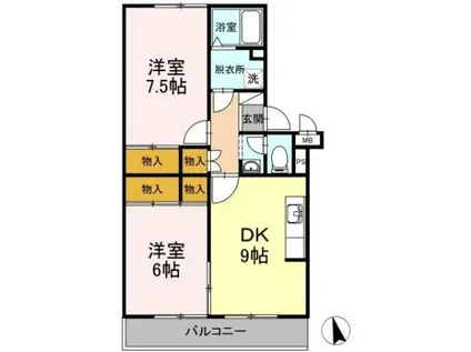 ファミーユ杁ヶ池(2DK/3階)の間取り写真