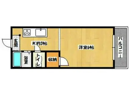 プレジデント中尾(1K/1階)の間取り写真