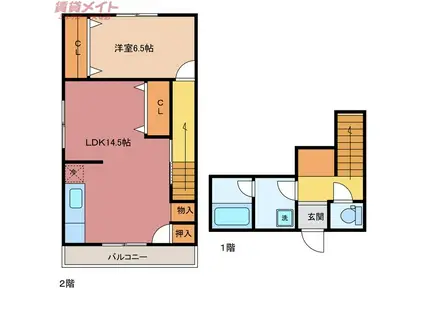 リースハウスビーエル(1LDK/2階)の間取り写真