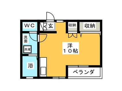 パークハイムB(ワンルーム/2階)の間取り写真