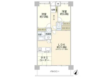 グローリアス安城横山町(2LDK/7階)の間取り写真