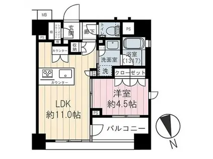 アデニウム東京八丁堀(1LDK/4階)の間取り写真