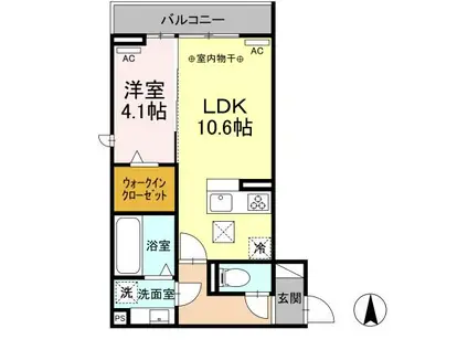 ウイングSVI(1LDK/1階)の間取り写真