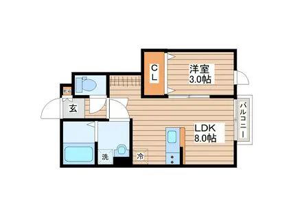 デュマンII(1LDK/1階)の間取り写真