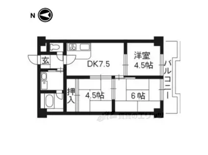 深草サニーハイツ(3DK/6階)の間取り写真