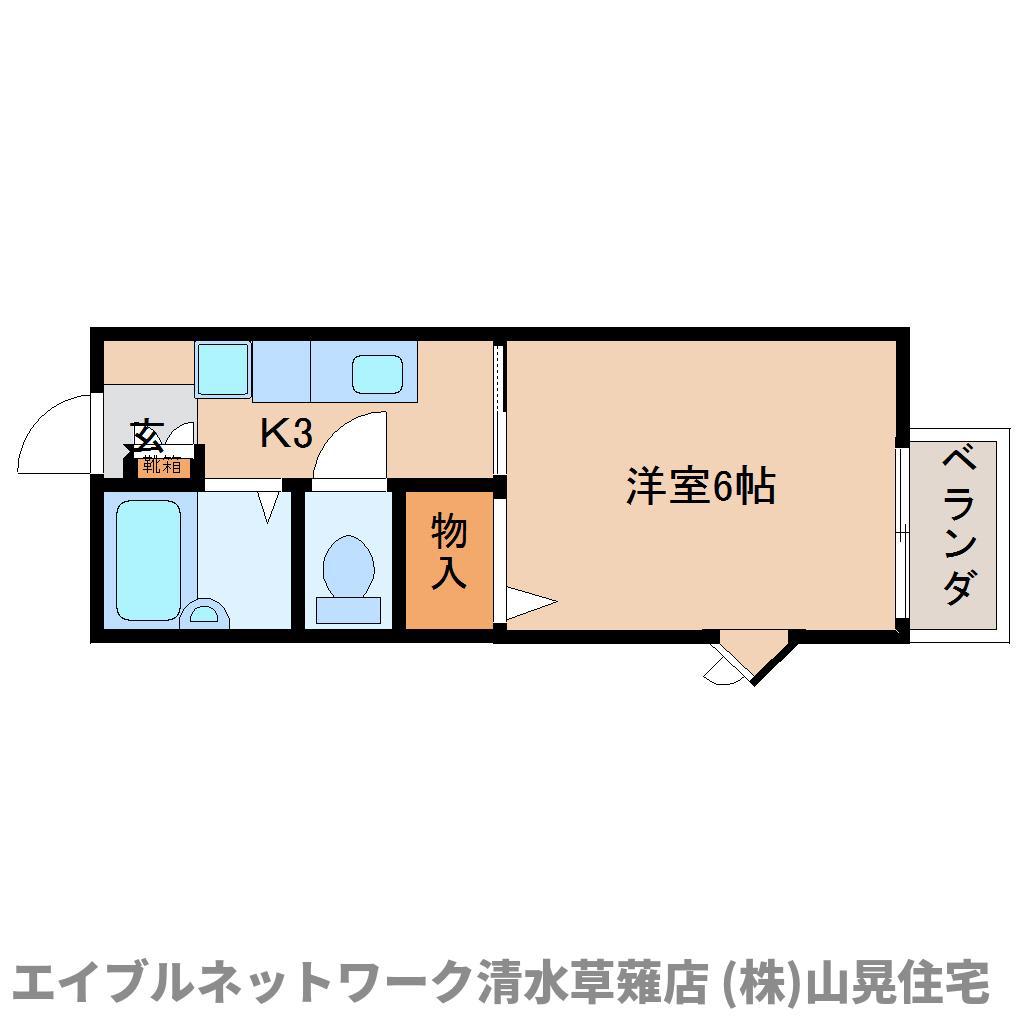 ビーライン(1K/2階)の間取り写真
