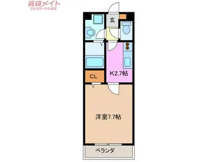 サンイルマーレ(1K/3階)の間取り写真