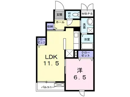 アルベロソット(1LDK/3階)の間取り写真