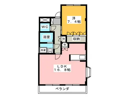 VALO A棟(1LDK/2階)の間取り写真
