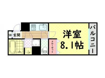 エイペックス松屋町ヴァンデュール(1K/9階)の間取り写真