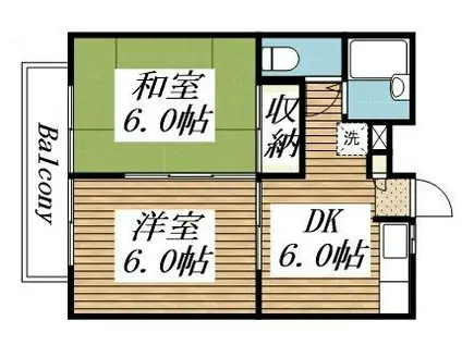 CASA GRANDE M3(2DK/1階)の間取り写真