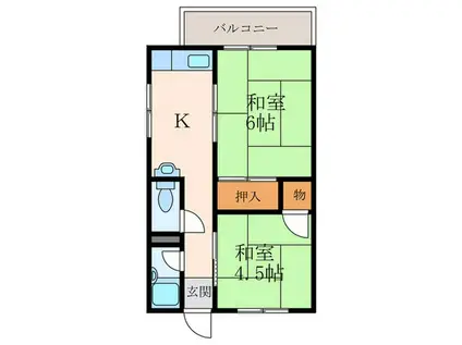 真砂ハイツII(2K/2階)の間取り写真