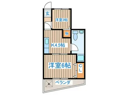 富士見コーポ(2K/6階)の間取り写真