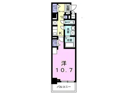 エクラタン(1K/1階)の間取り写真