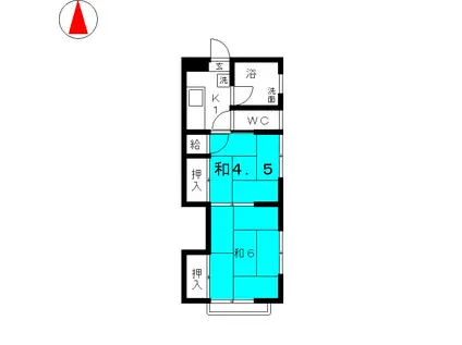 小瀬ビル(2K/2階)の間取り写真