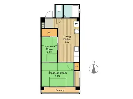 マンション一ツ橋(2DK/3階)の間取り写真