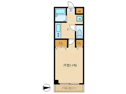 アンリシール(1K/3階)の間取り写真