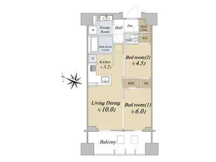 シティハウス横浜(2LDK/13階)の間取り写真