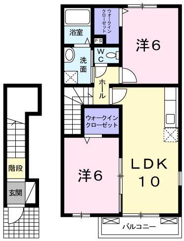 サンスクエアB(2LDK/2階)の間取り写真
