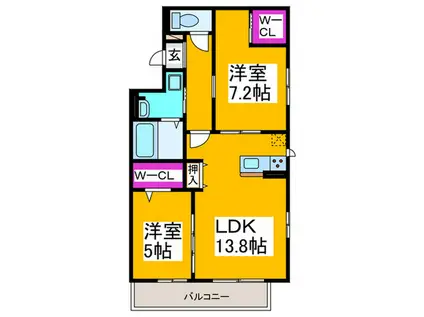 エヌ プレミール(2LDK/3階)の間取り写真