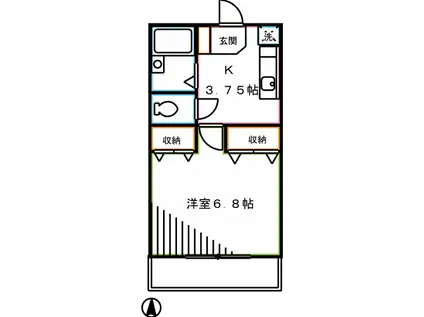 ルーデンス(1K/1階)の間取り写真
