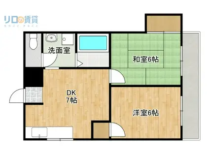 モダンアパートメント神戸宝塚(2DK/2階)の間取り写真