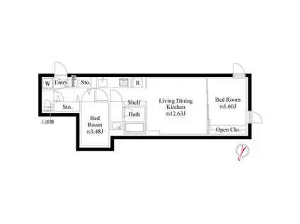 グランパセオ代々木上原(2LDK/B1階)の間取り写真