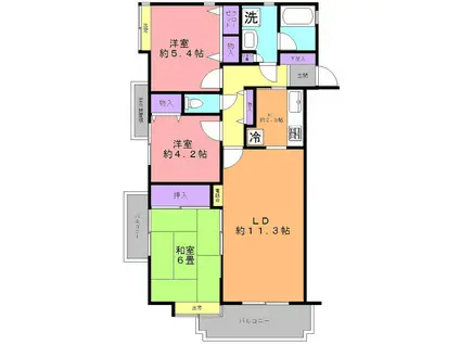 カスティーユ原町(3LDK/1階)の間取り写真