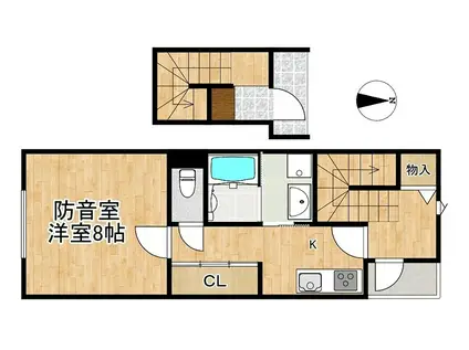 VESSELL堤町(1K/2階)の間取り写真