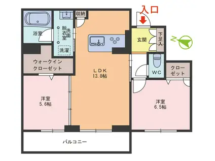 LA PALAIS VERT(2LDK/3階)の間取り写真