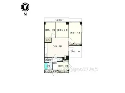 ライオンズマンション学園前(4DK/4階)の間取り写真