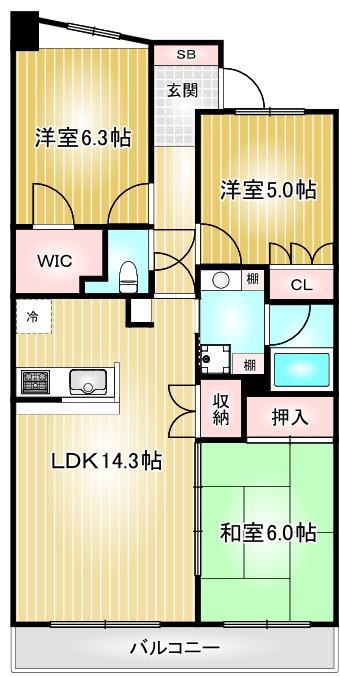 グランカーサ上前津(3LDK/2階)の間取り写真