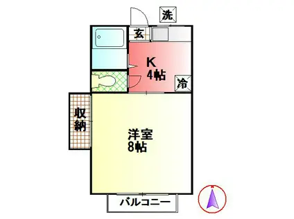 コーポあかつき(1K/1階)の間取り写真