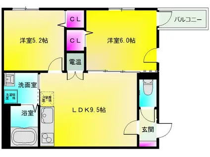 エフ アセシア アメニテ(2LDK/1階)の間取り写真