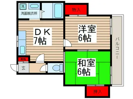 グレースプラザ(2DK/1階)の間取り写真