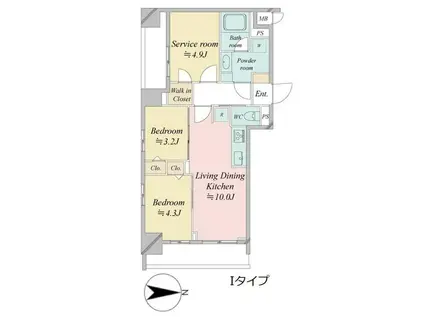 ドゥーエ王子神谷(2SLDK/2階)の間取り写真