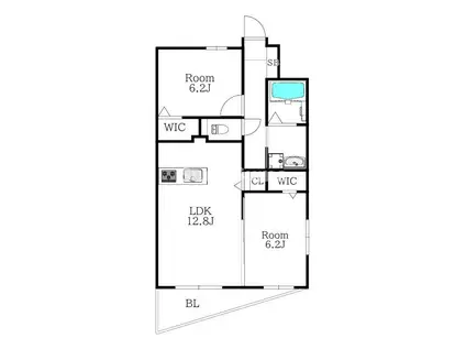 MODERN ASPIRATION 西新クアルト(2LDK/3階)の間取り写真