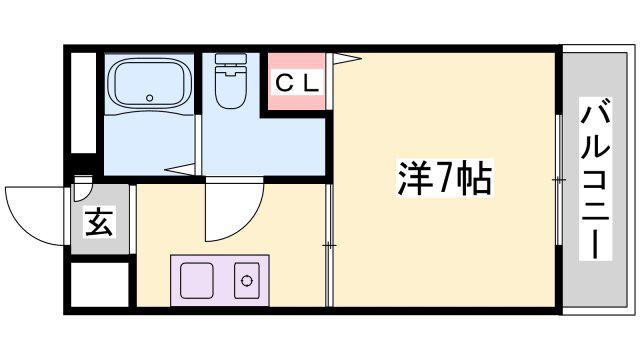 サンワプラザ福崎II(1K/4階)の間取り写真