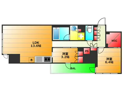 THE HIGH HORIEGH(2LDK/10階)の間取り写真