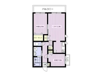 ウルーファミーユ(2LDK/2階)の間取り写真
