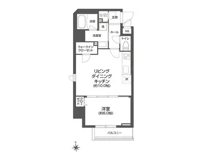 ルクレ上野(1LDK/7階)の間取り写真
