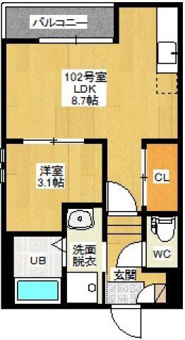 GRANDTIC SUBARU(1LDK/1階)の間取り写真