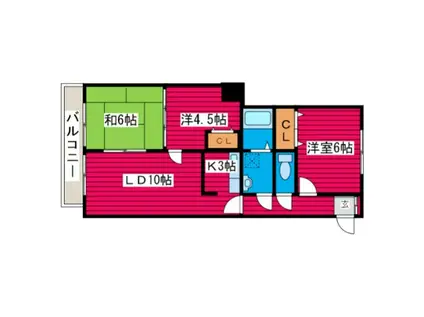 レジデンス月寒(3LDK/3階)の間取り写真