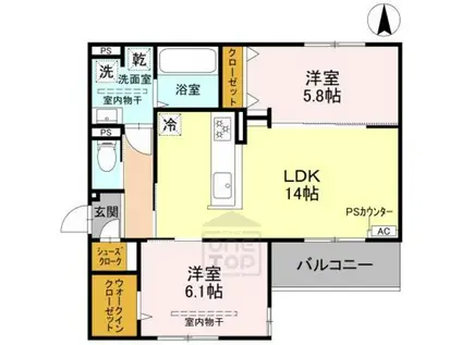D-RESIDENCE下田部B(2LDK/2階)の間取り写真