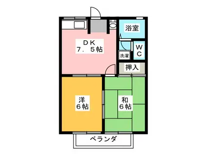 ハイツ756(2DK/2階)の間取り写真
