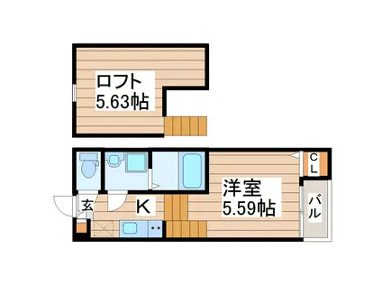 プレジール仙台(1K/2階)の間取り写真